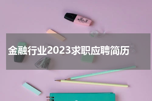 金融行业2023求职应聘简历