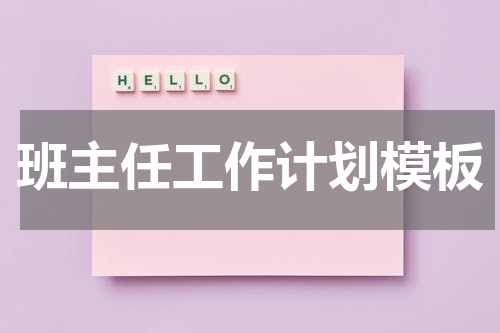 班主任工作计划模板