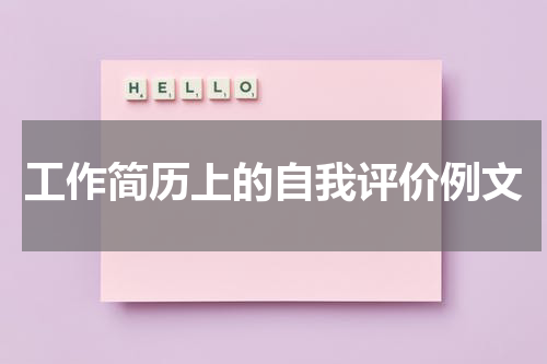 工作简历上的自我评价例文