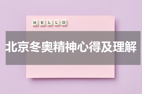 北京冬奥精神心得及理解