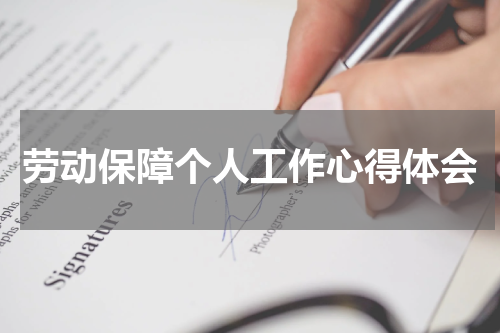 劳动保障个人工作心得体会