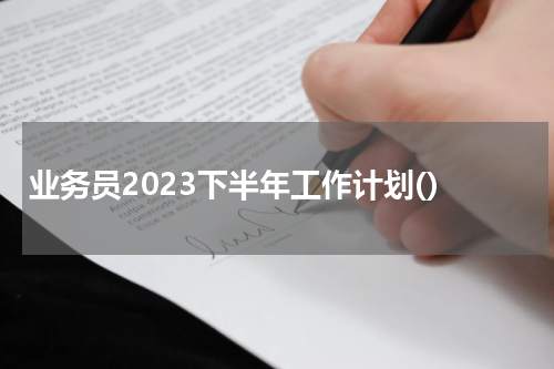 业务员2023下半年工作计划()