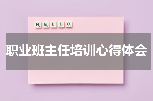 职业班主任培训心得体会