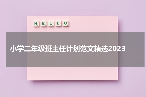 小学二年级班主任计划范文精选2023