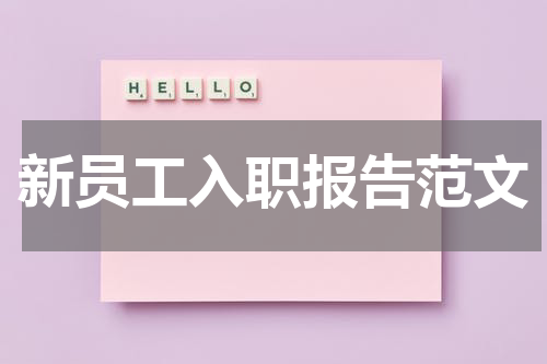 新员工入职报告范文