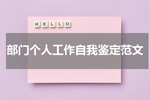 部门个人工作自我鉴定范文