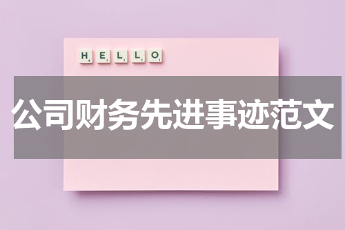 公司财务先进事迹范文