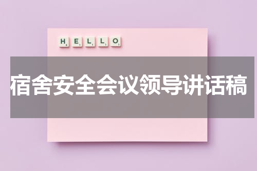 宿舍安全会议领导讲话稿