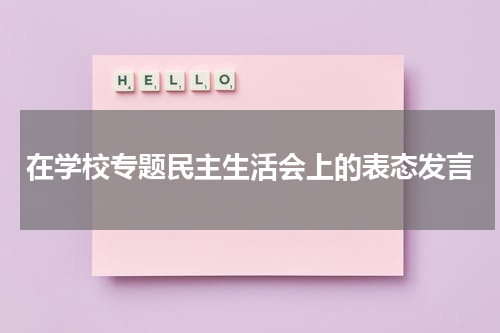 在学校专题民主生活会上的表态发言