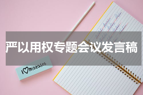 严以用权专题会议发言稿
