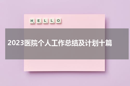 2023医院个人工作总结及计划十篇