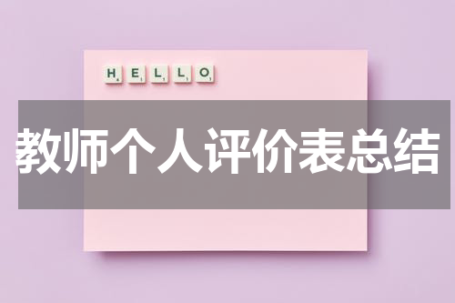 教师个人评价表总结
