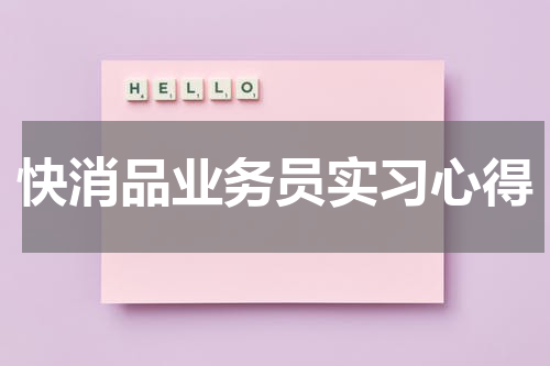 快消品业务员实习心得