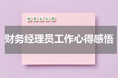 财务经理员工作心得感悟