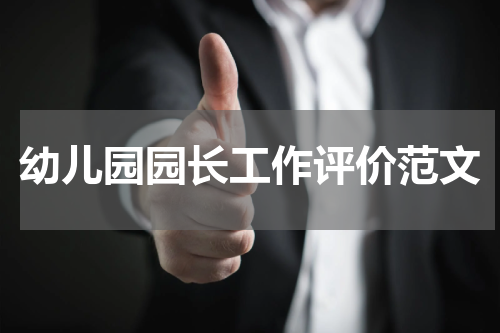 幼儿园园长工作评价范文