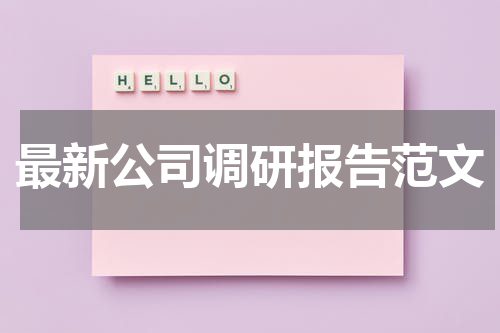 最新公司调研报告范文