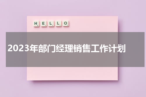 2023年部门经理销售工作计划