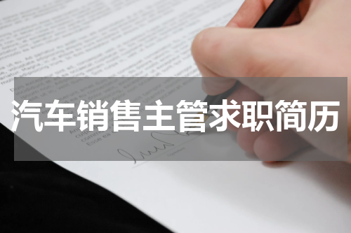 汽车销售主管求职简历