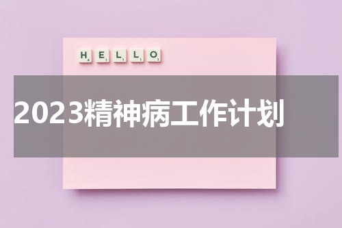 2023精神病工作计划