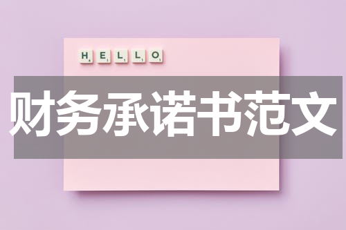 财务承诺书范文