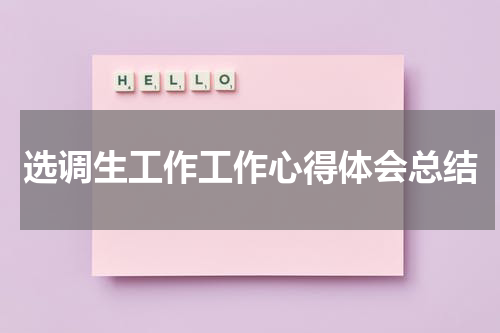 选调生工作工作心得体会总结