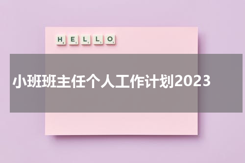 小班班主任个人工作计划2023