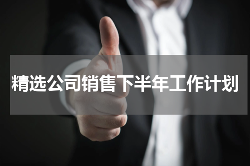 精选公司销售下半年工作计划
