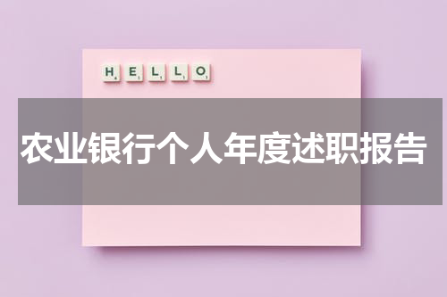 农业银行个人年度述职报告