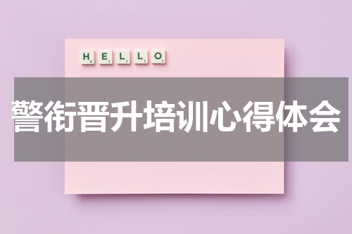 警衔晋升培训心得体会