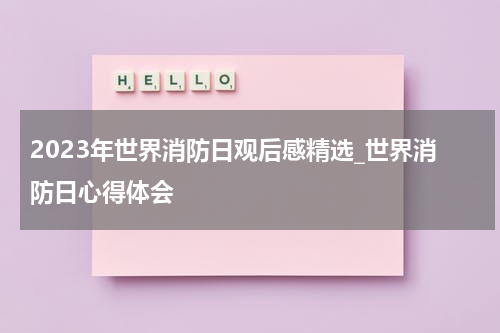 2023年世界消防日观后感精选_世界消防日心得体会