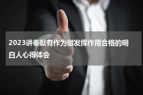 2023讲奉献有作为做发挥作用合格的明白人心得体会