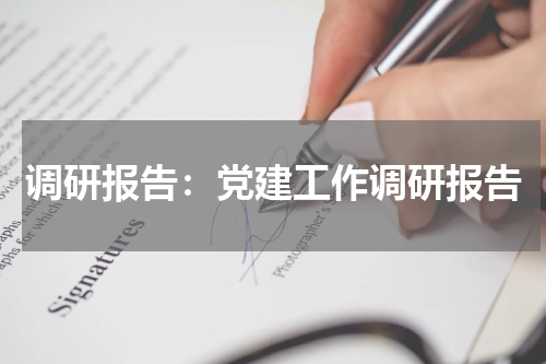 调研报告:党建工作调研报告