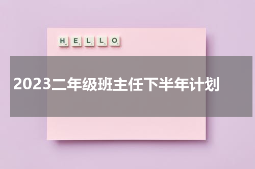 2023二年级班主任下半年计划