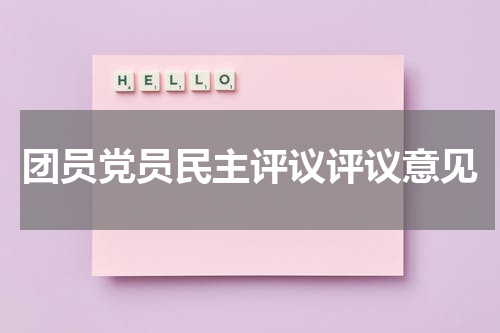团员党员民主评议评议意见