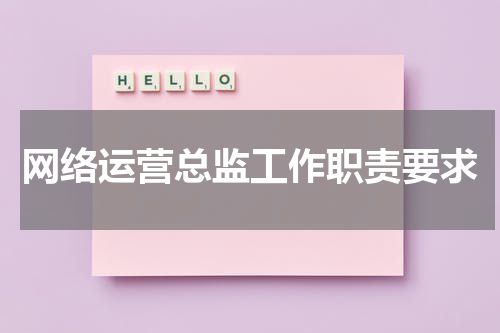 网络运营总监工作职责要求