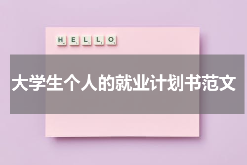 大学生个人的就业计划书范文