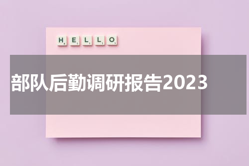 部队后勤调研报告2023