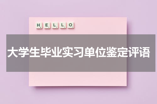 大学生毕业实习单位鉴定评语
