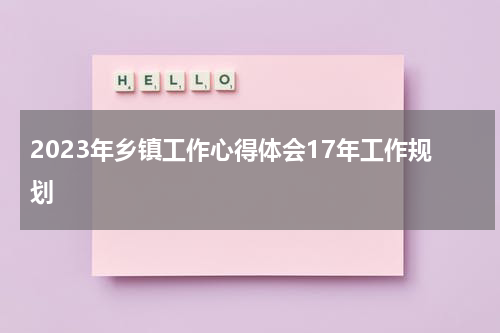 2023年乡镇工作心得体会17年工作规划