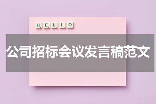 公司招标会议发言稿范文