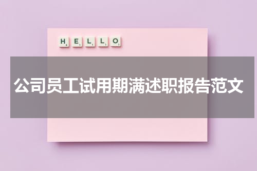 公司员工试用期满述职报告范文