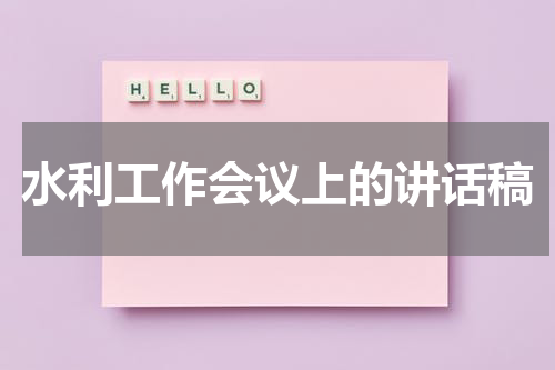 水利工作会议上的讲话稿