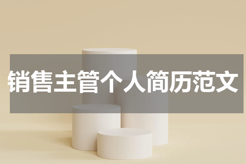 销售主管个人简历范文