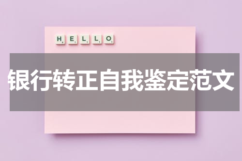银行转正自我鉴定范文