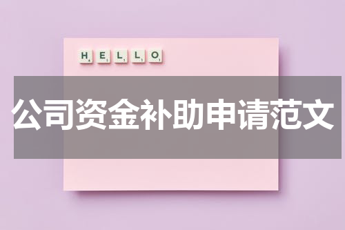 公司资金补助申请范文