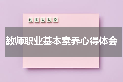 教师职业基本素养心得体会