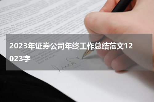 2023年证券公司年终工作总结范文12023字