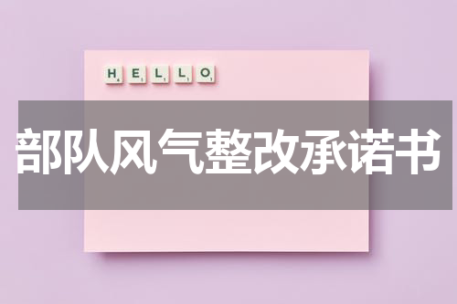 部队风气整改承诺书