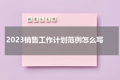 2023销售工作计划范例怎么写