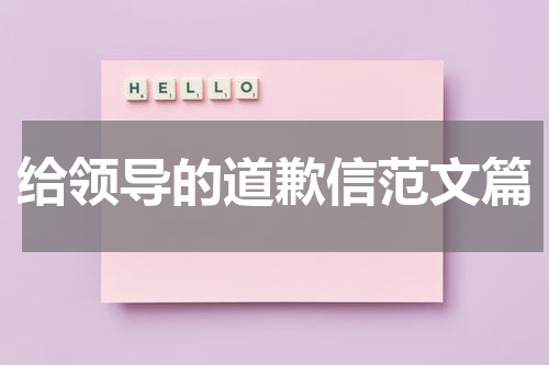 给领导的道歉信范文篇